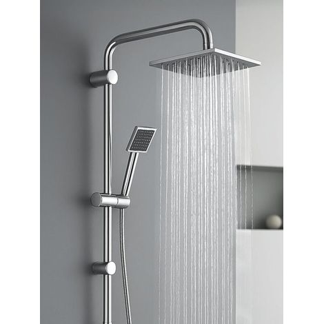 Colonna doccia cromata da 8" con soffione a pioggia, struttura in ottone, asta termostatica per colonna doccia da 93,5 cm, regolabile e facile da installare. (1/4)