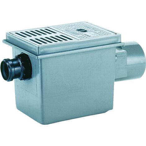 Siphon de sol horizontal DN110, entrée additionnelle DN50, disconnecteur triple, 2 x 180x125mm plastique