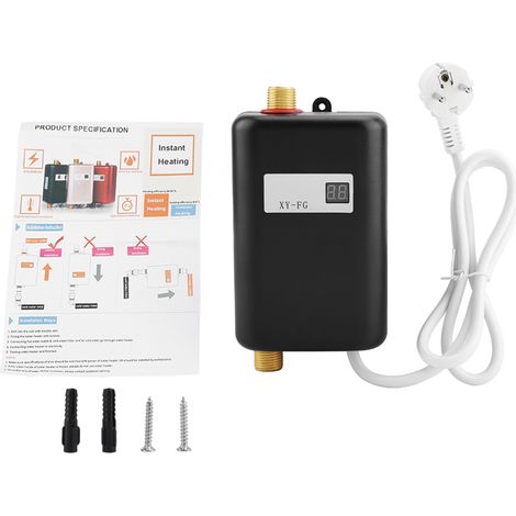 220V 3800W Mini chauffe-eau instantané électrique sans réservoir salle de bain cuisine lavage EU Plug noir (1/5)