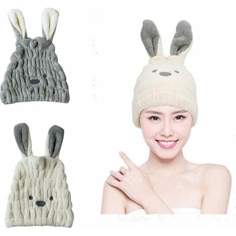 2 Pièce Microfibre Chapeau Cheveux Secs, Réglable Turban Serviette pour Cheveux, Absorbant l'eau Cheveux Secs pour Femme, Enfants et Filles Bain Spa Natation (1/5)