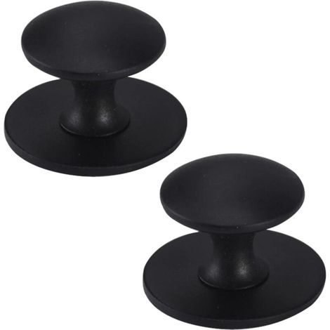 Lot de 2 boutons ronds en acier inoxydable pour porte de grange, abri de jardin, garage, porte coulissante, cuisine, bar (noir sable) (1/5)