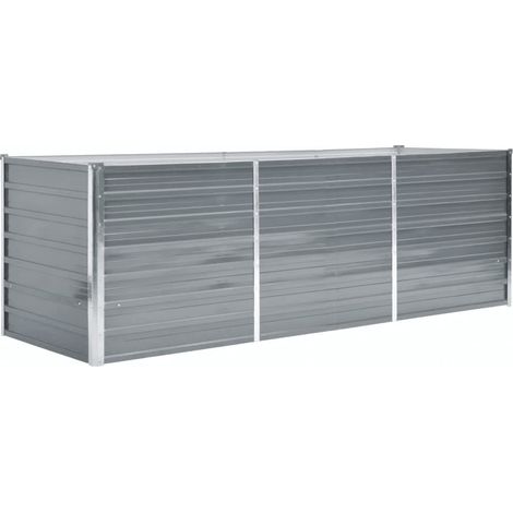 Garten-Hochbeet Verzinkter Stahl 240x80x77 cm Grau vidaXL (1/7)