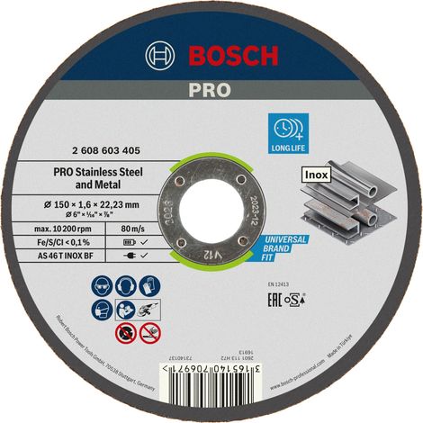 Bosch PRO Stainless Steel and Metal Trennscheibe, 150 x 1.6 x 22.23 mm, gerade, oSa (1/5)