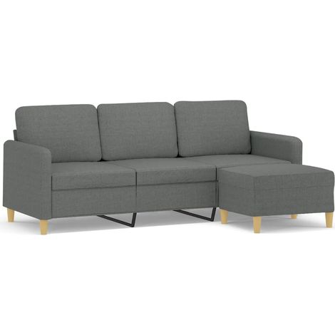 Canapé  Sofa à 3 places avec repose-pieds Gris foncé 180 cm Tissu