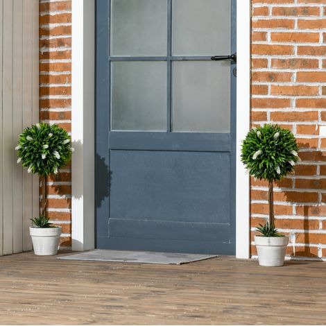 REDOM set de 2 plantas artificiales de lavanda 62x38x21 cm, con maceta estable y musgo artificial, plástico blanco (1/5)