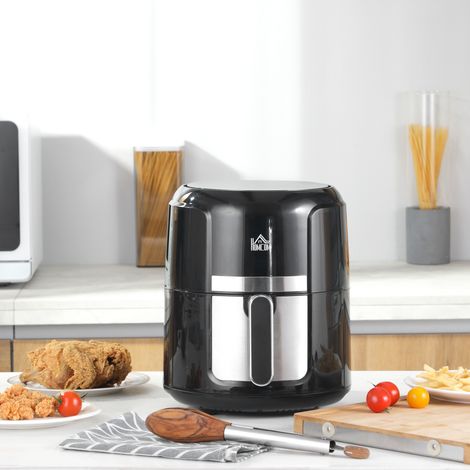 Friteuse sans huile 4 L, air fryer 1300 W 12 programmes, écran tactile, température réglable, panier antiadhésif, noir (1/5)