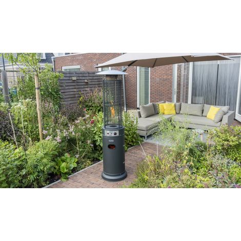 Chauffage Terrasse Gaz - 11kW - Ø565x1830mm - Noir - Roues - Saro