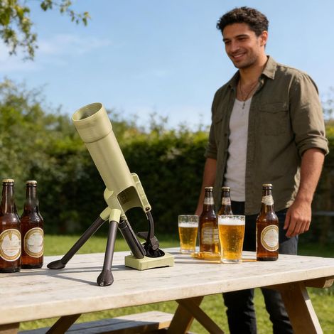 Décapsuleur Automatique en Forme de Mortier, Ouvre-Bouteille Bière Tactique avec Lanceur de Bouchon, Modèles 42cm et 30cm, pour Bar Maison Fête, Plusieurs Styles Disponibles (Vert Clair (42cm)) (1/5)