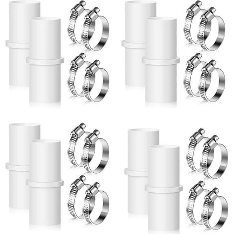 Kit de 8 raccords pour tuyau d'évacuation de machine à laver, adaptateur d'extension pour machine à laver avec 16 colliers de serrage pour tuyau d'évacuation (1/5)