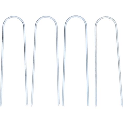 4 Piquets de tente en U Acier Inoxydable, Sardines de Sol pour Gazon, Fixation Bâche & Jardin, Lot de 4 (1/5)
