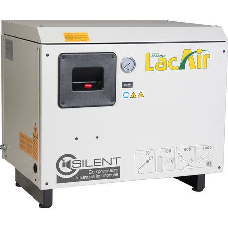 Compresseur silencieux tri 4cv 32,4 m³/h LACME silent c32 d bicylindre en ligne biétagé 464750