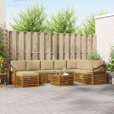 vidaXL Outdoor-Sofagarnitur 9 pcs Natur und Beige Massivholz Akazie (1/5)