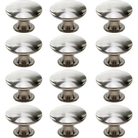 Lot de 12 boutons de placard de cuisine, poignées de tiroir rondes vintage, petits boutons de porte en métal, 30 x 21 mm, argent (1/4)