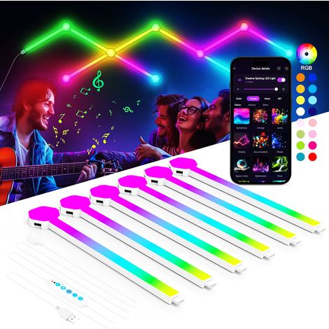 Lampe Murale LED RGB Modulaire, Éclairage d'Ambiance Connecté Bluetooth, Panneaux Lumineux DIY Assemblage Magnétique pour Gaming et Décoration Intérieure-lsw (1/5)