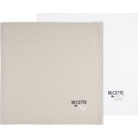 Duo de serviettes de tables bicolores Ecru 40x40 cm