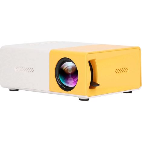 Projecteur Mini LED 1080p avec Son Intégré, Projection Diffuse, Multilingue 23 Langues, Alimentation Universelle, Prise UE (Jaune) (1/5)