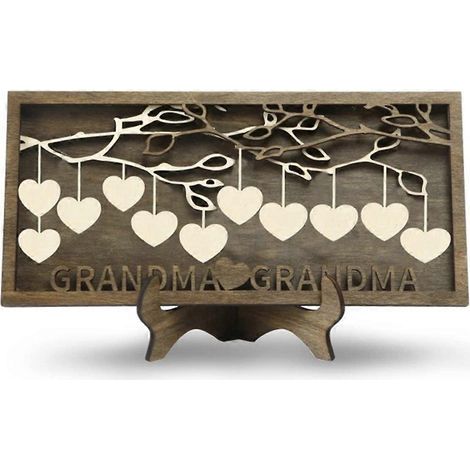 Personalisiertes Familienschild für Mama, individueller Holzbaumrahmen A--