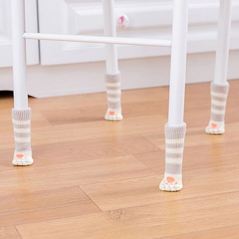 Set mit 16 Stuhlhussen mit Katzenpfotenmuster, Stuhl- und Möbelbeinschoner in Katzenpfotenform. (1/5)