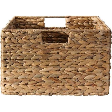 Panier en jacinthe d'eau tressé – Armature métal – Dimensions 39x28x17 cm – Rangement élégant pour décoration moderne (1/5)