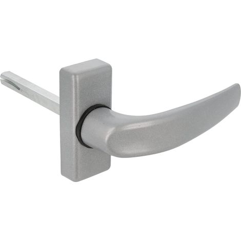Set de Poignées de porte d'intérieur avec Rosace  Pognée Modèle Delta  121 x 72 mm  Élégant et Simple  Taille du carré 8 mm  Poignée Ergonomique  Aluminium Argenté (1/5)