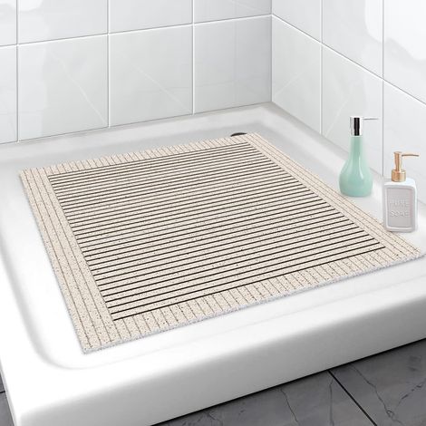 Tapis de douche antidérapant 80x80 cm, tapis de douche en PVC-Luffa à massage, entonnoir de douche doux et confortable, tapis de douche à séchage rapide pour baignoires de salle de bain Ligne (1/5)