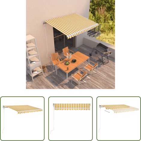 Auvent rétractable - Auvent rétractable automatique 350x250 cm Jaune et blanc (1/5)