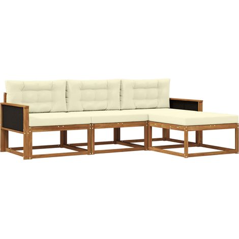 Outdoor Sofa Set with Cushion 4 pcs Natural and Cream vidaXL
