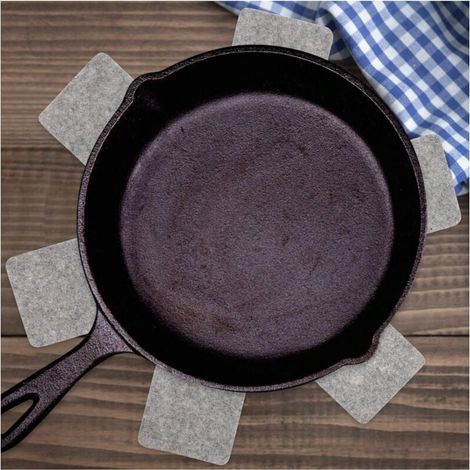 Protecteur de casserole antidérapant, protecteur de dosseret de cuisine, protecteur d'ustensiles de cuisine empilables, séparateur d'ustensiles de cuisine, gris 8 pièces 38 cm x 38 cm