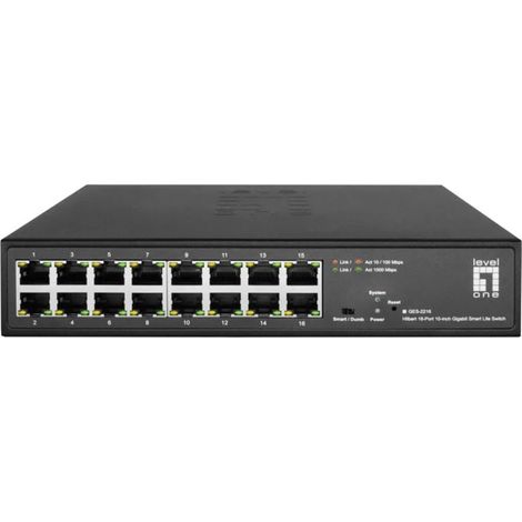 LevelOne GES-2216 Hilbert conmutador Smart Lite Gigabit de 16 puertos y 10 pulgadas (1/4)