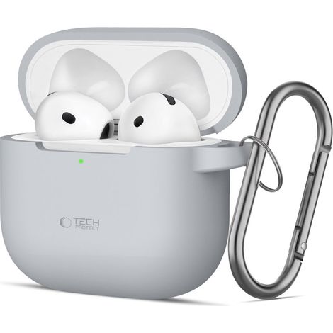 Crochet en silicone Tech-Protect pour AirPods 4 Apple, gris crayon (1/5)