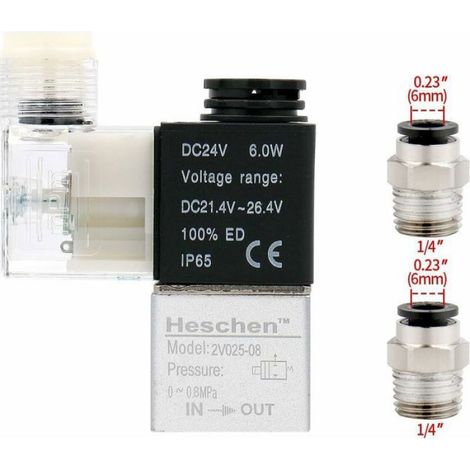Électrovanne Pneumatique Électrique 2V025-08, 24VDC, Normale Fermée (1/5)