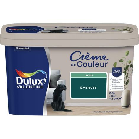 [PROMO] Peinture Crème De Couleur Satin Emeraude 2,5 L - Dulux Valentine