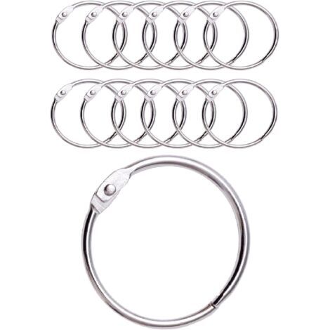 12 Anneaux de Rideaux Douche avec Crochet en Métal  – Anneau Circulaire ouvrable de 50 mm pour Rideaux, Salle de Bain, Maison, Classeurs – Couleur Métallique
