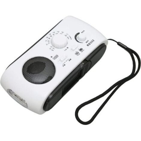 Radio à Manivelle, Radio d'urgence Solaire AM FM Portable pour Le Camping pour la Randonnée (White)