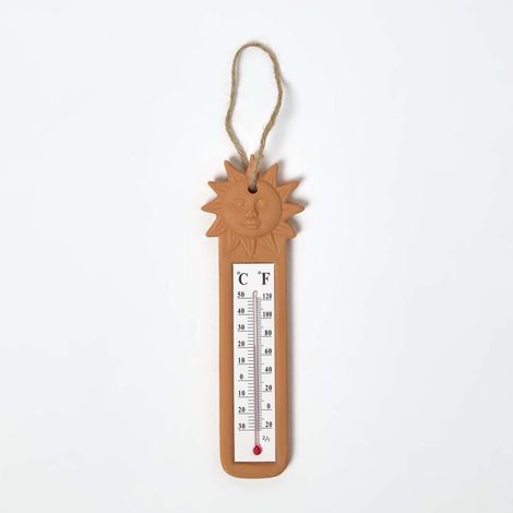 HOMESCAPES Outdoor Thermometer with Orange Sun Design (1/5)