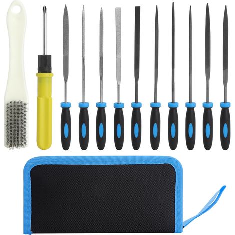 13 Pièces Set De Limes De Précision – Limes Aiguille et Lime Ronde pour Bois et Métal, Mini Kit avec Brosse de Nettoyage, Tournevis et Étui de Rangement (1/5)