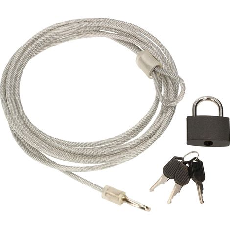 KOTARBAU Cadenas 30 mm avec câble en acier 4 mm x 3 m - Serrure antivol pour vélo. (1/5)