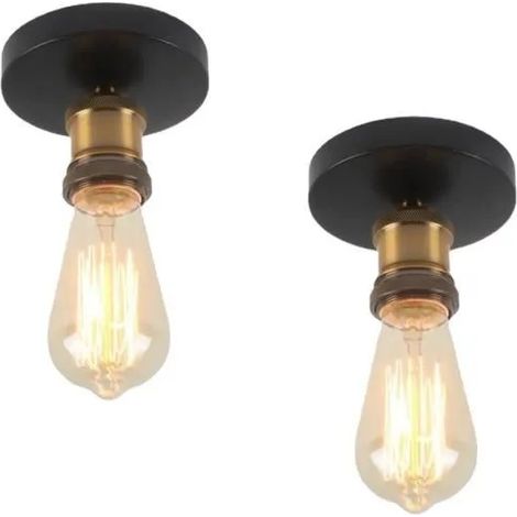 U-Do 2Pcs Plafonnier design Vintage Lampe Intérieur Industriel Plafonde en Fer pour Salon Bureau Escalier (1/4)