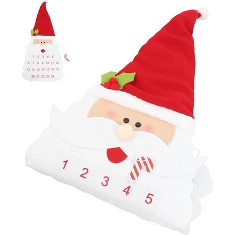 Calendrier de Compte à Rebours Suspendu en Feutrine avec Père Noël Pochettes pour Compter les Jours Jusqu’à Noël Décoration Murale de Porte (1/5)