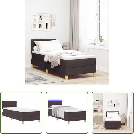 LED-Bett - LED Boxspringbett mit Matratze Dunkelbraun 80 x 200 cm Stoff (1/5)
