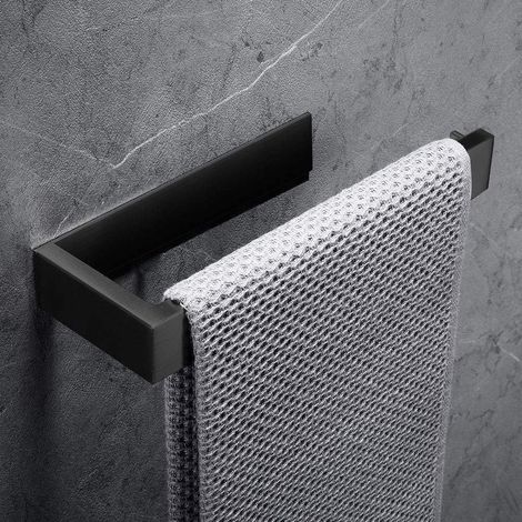Anneau porte-serviettes Porte-serviettes,304 Acier inoxydable support de serviettes Accessoirs WC Salles de Bains (sans perage,noir) (1/5)