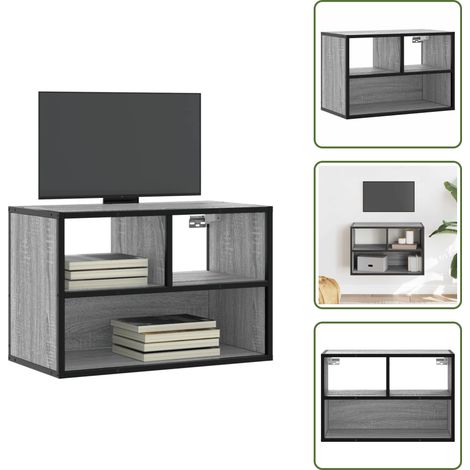 vidaXL Meuble TV sonoma gris 60x31x39,5 cm bois d'ingénierie et métal (1/5)