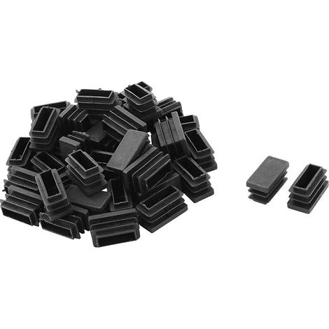 Chasia Foot End Caps Rectangular Leg Pad Table Furniture Protection Tube Insert Plastic Black 25 mm x 12 mm (1/4)