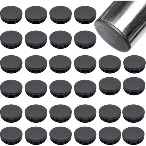 Schwarze Kunststoff-Endkappen für Rundrohre, 32 Stück, 19 mm Stuhlbeinkappen, Gummi-Rohrendkappen für Stahlrohre, Stühle, Möbel, Metallstützen (19 mm) (1/5)