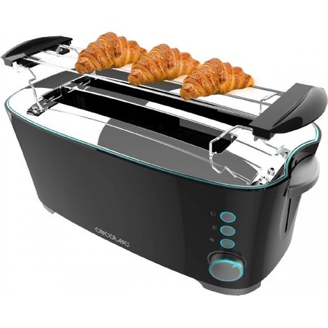 Cecotec Tostador Toast&Taste Extra Double B, 1350W de Potencia, Doble Ranura larga para 2 Tostadas, Apagado y Pop-up Automático, Varillas Superiores