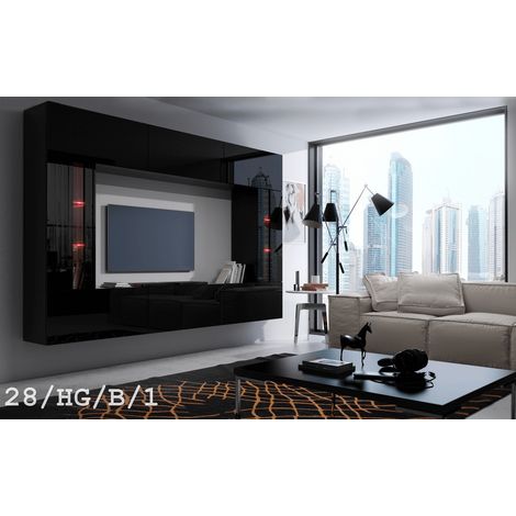 Ensemble meuble TV CONCEPT 28-28-HG-B-1-1A noir brillant 249 cm (1/2)