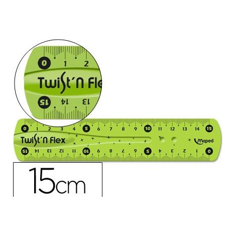 Regla irrompible Twist'N flex de 15 cm, modelo 1106 A'20