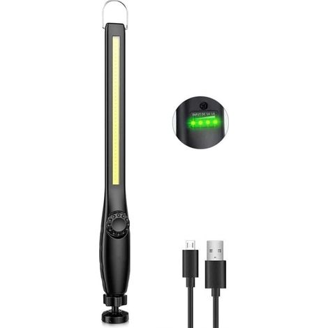 Baladeuse Led Mecanicien, Lampe de Travail Rechargeable, COB Lampe Atelier Dimmable, Lampe de Poche LED pour Voiture, Garage, Camping (1 Pièces) (1/5)