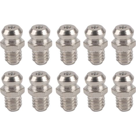 SJLERST Étreinte de Graisse en métal, Raccord de Buse, Pistolet de Graisse, Accessoire de Lubrification 02, 10 Pièces (M6 droit) (1/5)