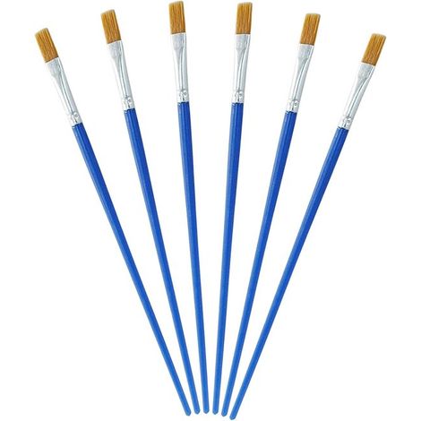 Pinceaux de peinture - 6 pièces - Pinceaux - Nylon - Peinture loisirs/matériel de bricolage - Fournitures de peinture - Convient aux pigments à base d'eau et aux pigments acryliques - 16,50,7cm - Bleu (1/5)